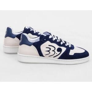 33.9 The Elite Edition Navy Suede Light Beige Lace Up Sneakers Womens 39 / US 9